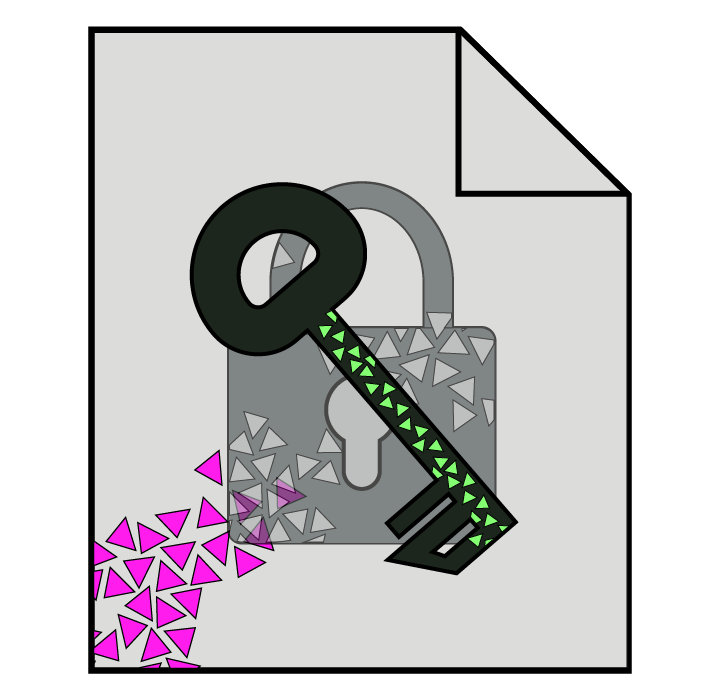 Illustration of a decrypter decyphering a file